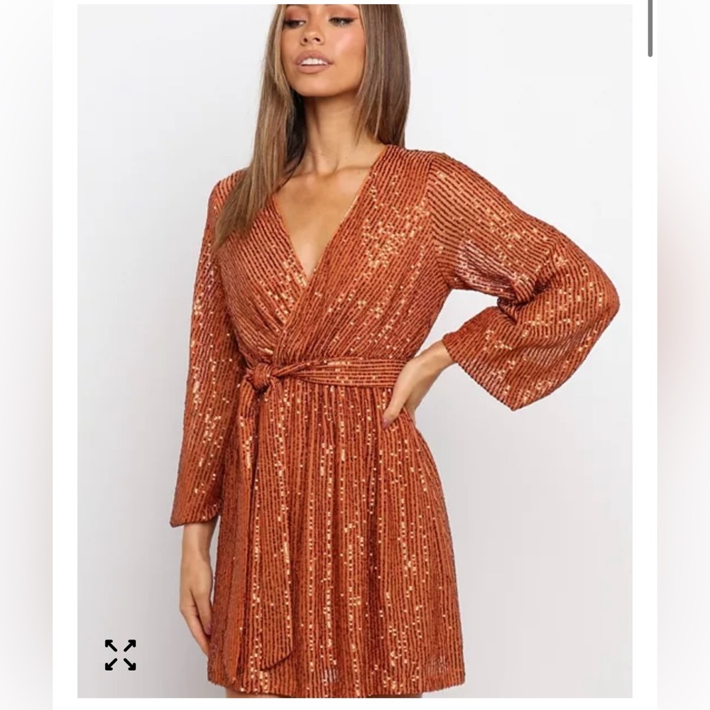 Petal & Pup Copper Sequin Long Sleeve Dress